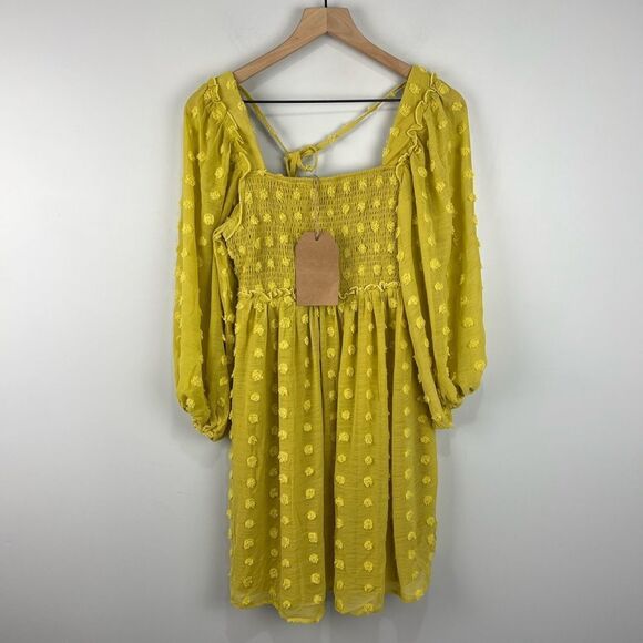 Listicle Golden Yellow Mustard Color Babydoll Dress S NWT - Picture 1 of 8